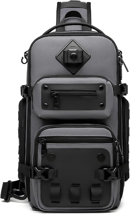 OZUKO Tactical Backpack Chest Sling Bags for Men, Waterproof Crossbody Shoulder Daypack for Outdoor Walking Hiking Trekking (Dark gray)