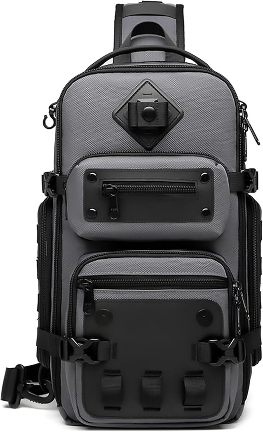 OZUKO Tactical Backpack Chest Sling Bags for Men, Waterproof Crossbody Shoulder Daypack for Outdoor Walking Hiking Trekking (Dark gray)