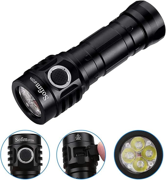 sofirn IF25A Flashlight High Lumens with 3800 Lumens, Rechargeable Flashlight with 4X SST20 4000K LED 95 High CRI, Anduril UI 2, for Camping, Hiking, Fishing