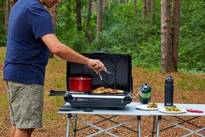 Coleman Tabletop 2-in-1 Camping Grill/Stove, 2-Burner Propane Grill & Stove for Outdoor Cooking with Adjustable Burners & Pressure Regulator, 20,000 BTUs of Power for Camping, Tailgating, Grilling
