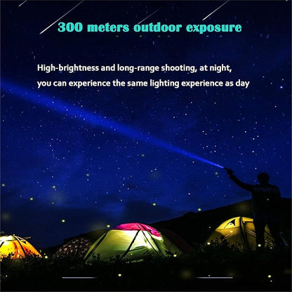 LED Flashlight high lumens Rechargeable,200000 lumens Super Bright XHP90 Tactical Flashlight,zoomable Waterproof Powerful Handheld Flash Lights for utdoor Camping Hiking