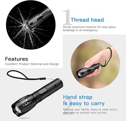 LED Tactical Flashlight S1000, Handheld Flashlights 5 Modes, Zoomable, Water Resistant Camping Outdoor Hiking Flashlights Emergency (Batteries Not Included), Black