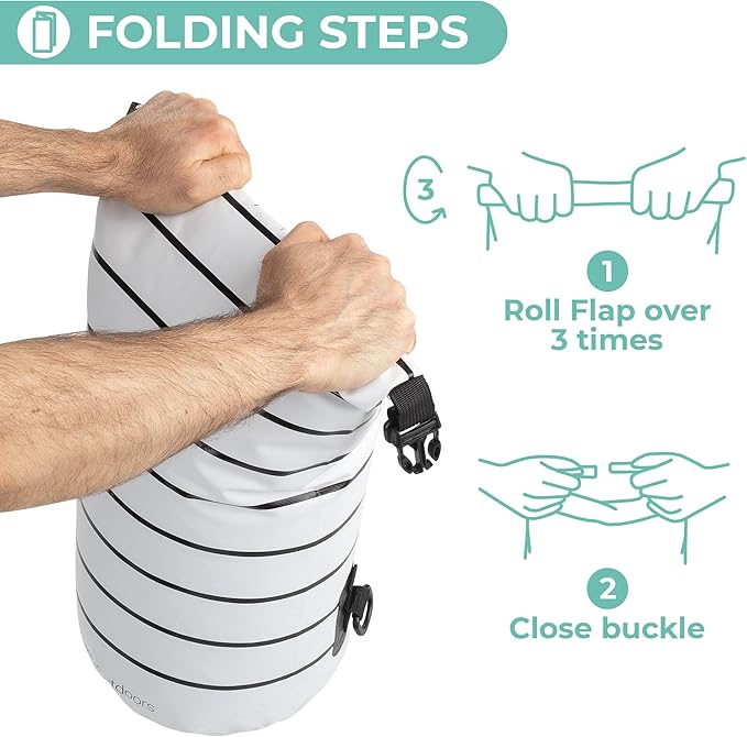 Savvy Outdoors Waterproof Dry Bag - Dry Bags for Food & Gear, Stuff Sacks for Backpacking and Camping Equipment, Waterproof Bag for Beach, Boating, Kayaking (20L, Stripe)
