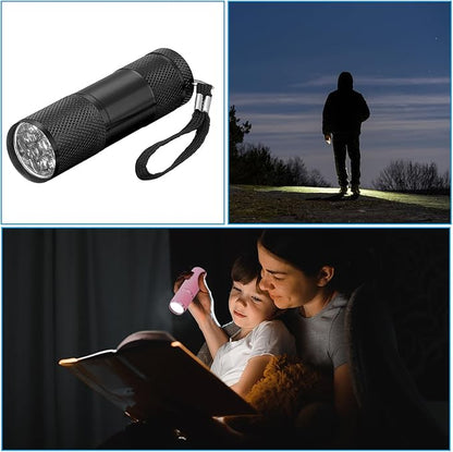 PATIKIL 9 LED Mini Flashlights, Aluminum Pocket Flashlight Torch with Lanyard for Camping, Hiking, Outdoor Emergencies, Black