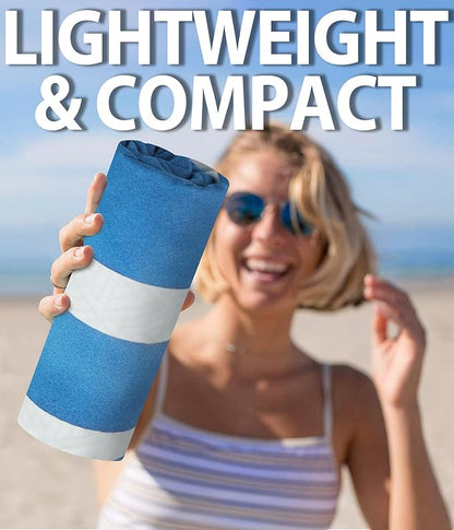 Microfiber Quick Dry Beach Towel – Lightweight Sand Free Oversized X-Large Towel Accessories Travel Must Have Swim Pool Yoga Camping Gear Summer Cruise Ship Compact Sandproof Item Gift Vertical Stripe