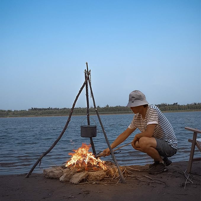 Camping Tripod board - Turn Branches into Campfire Tripod, Stainless Steel Campfire Support Plate with Adjustable Chain for Hanging Cookware - Perfect Camping Accessories for Outdoor Cooking