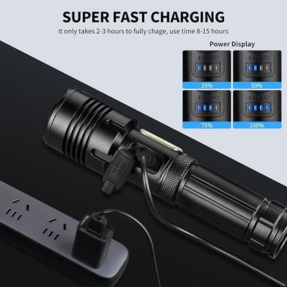 Rechargeable Flashlights High Lumens, 2 Packs 990,000 Lumens Super Bright Flash Light with 7 Light Modes & IPX7 Waterproof, Powerful Handheld LED Flashlight for Home Camping Hiking