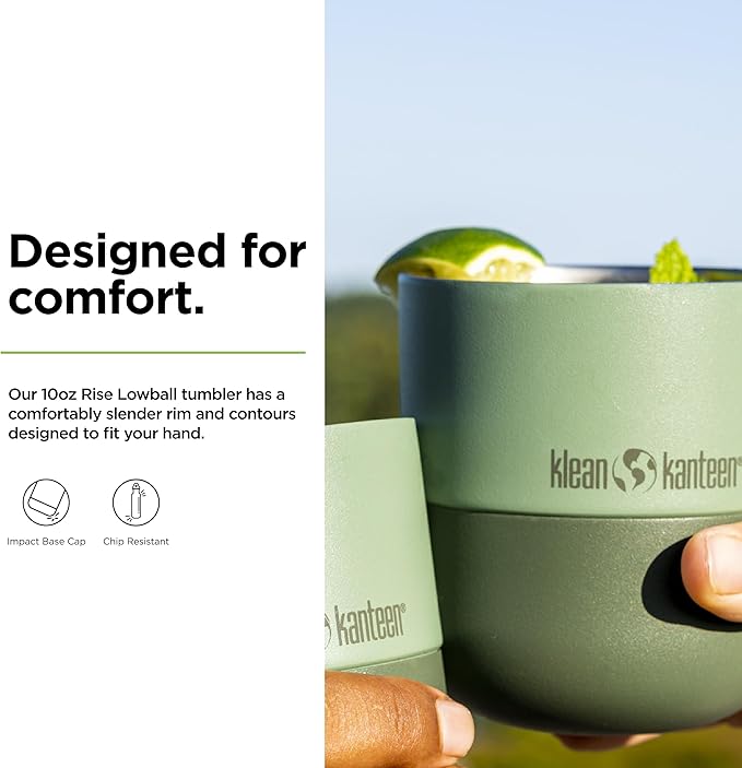 Klean Kanteen Rise 10oz Lowball - Stainless Steel Tumbler with Flip Lid - Sea Spray