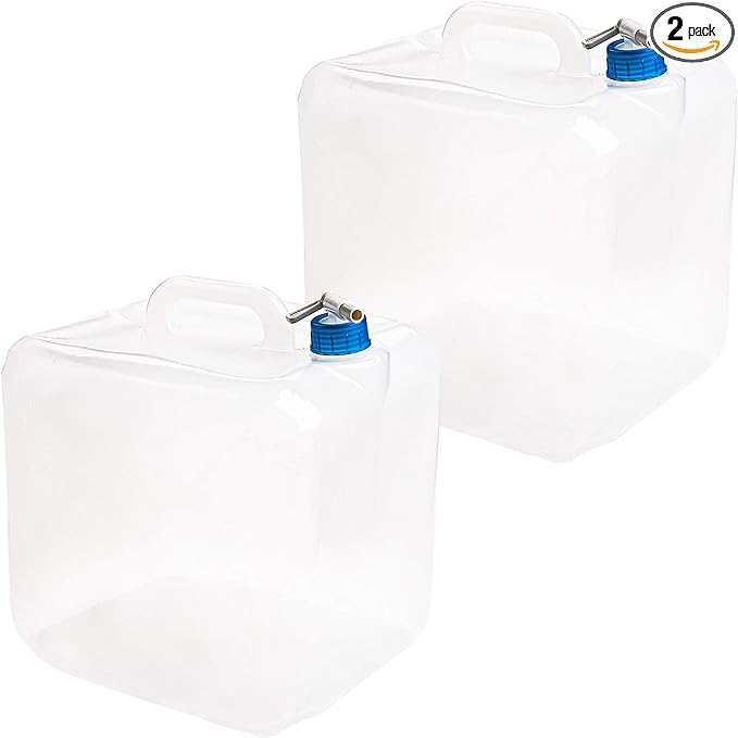 Cedilis 2 Pack 5.3 Gallon Collapsible Water Container with Spigot, Food Safe Water Storage Jug, BPA-Free Camping Water Storage Jug Canteen for Outdoor Hiking and Emergency, Portable, Foldable