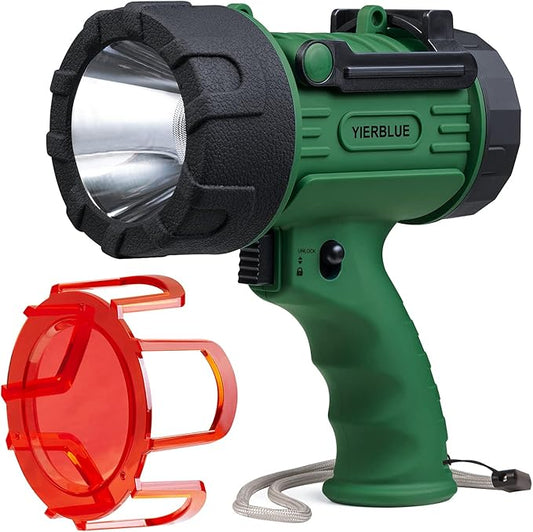 Rechargeable Spotlight,18W IPX7 Water-Resistant Flashlight, Handheld rechargeable spotlight, Super Bright 100000Lumens,10000mAh 20h Ultra-long Standby,Ideal Spotlight for Boating, Camping(green)…