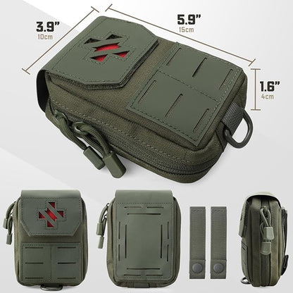 WYNEX Molle IFAK First Aid Pouch, Tactical Medical Trauma Pouch MED EMT Belt Pouch Small Portable Utility Emergency Survival Pack with Immediate Identify Cross for Belt Vest