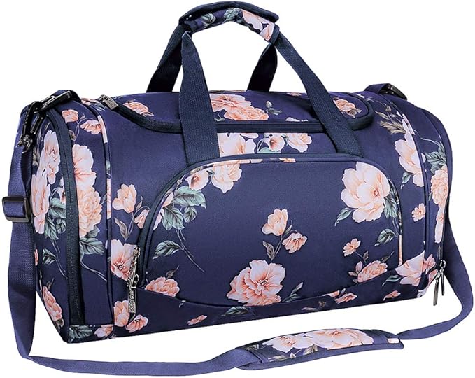 MOSISO Sports Duffel Peony Gym Bag with Shoe Compartment for Men/Women Dance Travel Weekender