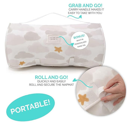 JumpOff Jo - Toddler Nap Mat - Sleeping Bag for Kids with Removable Pillow and Ultra Soft Blanket for Preschool, Daycare, and Sleepovers - Little Lamb