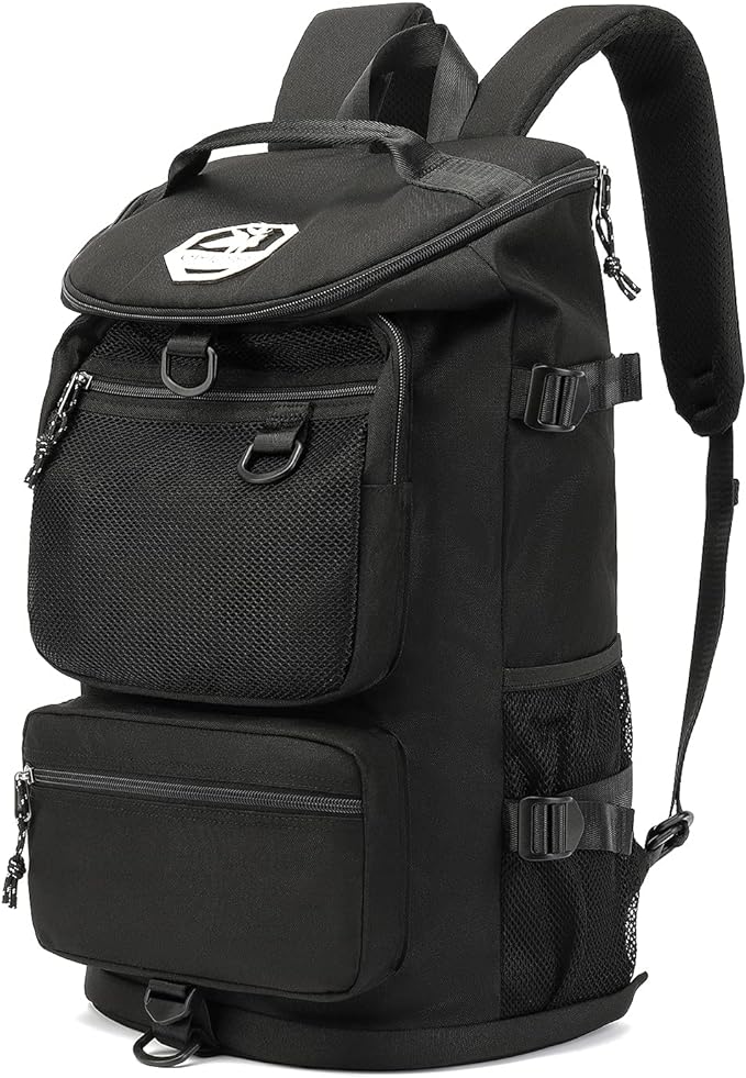 Gym Duffle Bag Backpack 4-Way Waterproof with Shoes Compartment for travel Sport Hiking laptop (Black)