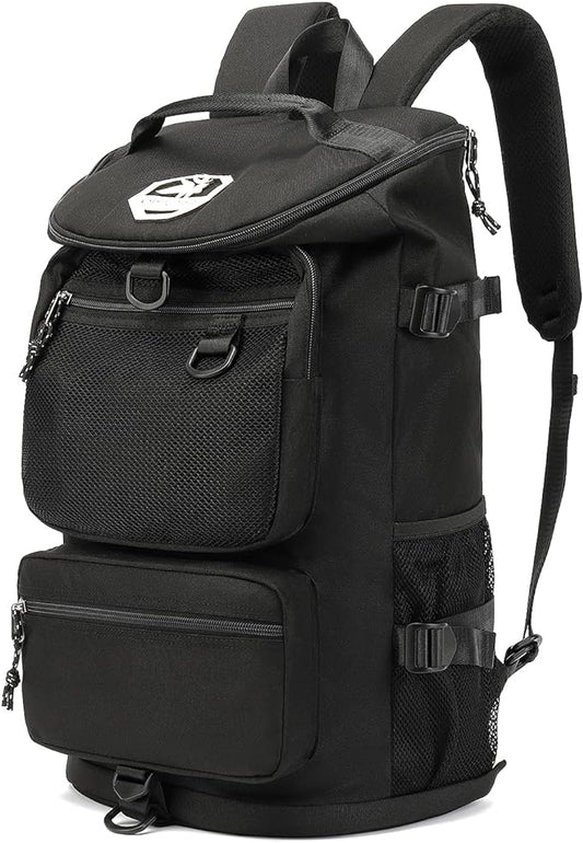 Gym Duffle Bag Backpack 4-Way Waterproof with Shoes Compartment for travel Sport Hiking laptop (Black)