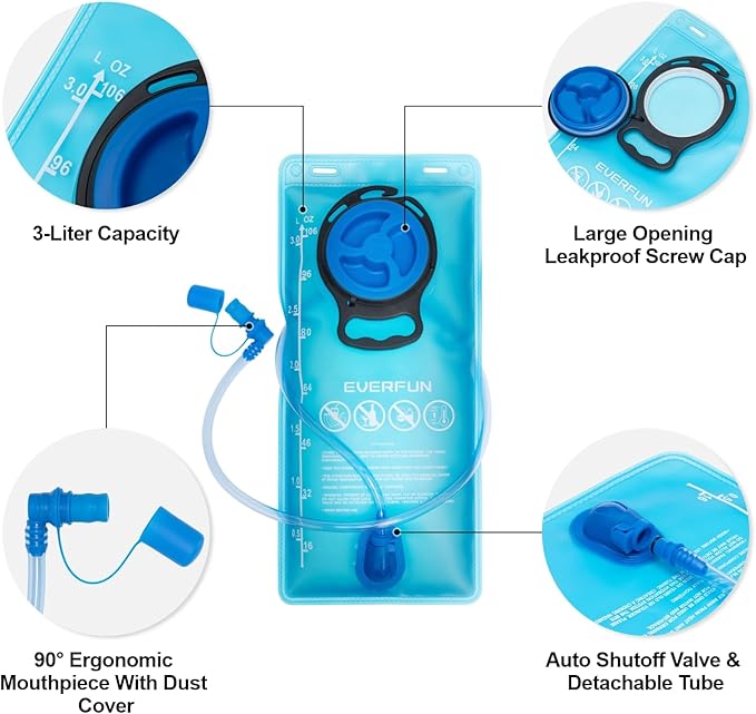 Everfun Hydration Backpack 18L with Water Bladder 2L/3L Hiking Water Backpack Women Men Lightweight Insulation Hydration Day Rucksack for Hiking, Cycling, Running, Festival, Camping
