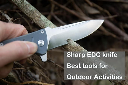 FD02 Folding Pocket Knife, 8Cr13MoV Stainless Steel Blade G10 Handle EDC Pocket Knife for Men and Women, Camping Hunting Hiking Fishing Knives Tools (White)