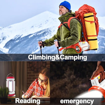 LED Spotlight,Solar USB Rechargeable Spotlight Flashlight with 6 Modes,4000mAh Power Bank，IPX4 Waterproff Lightweight Work Light for Camping Outdoor and Power Outages Emergency（Red）