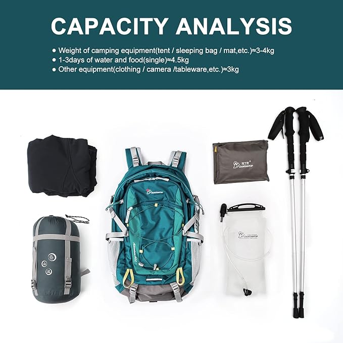 MOUNTAINTOP 40L Hiking Backpack Travel Daypack with Rain Cover for Outdoor Backpacking, Camping