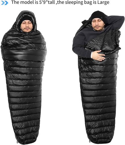 NewDoar Urltra-Light Camping Sleeping Bag 800FP White Goose Sown Spring Summer Outdoor Autumn Mummy Sleeping Bag for Hiking Tent