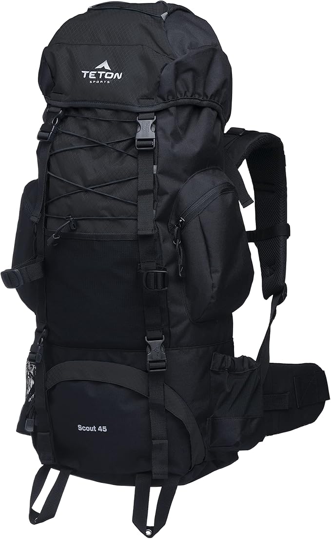TETON 45L Scout Internal Frame Backpack for Hiking, Camping, Backpacking, Rain Cover Included