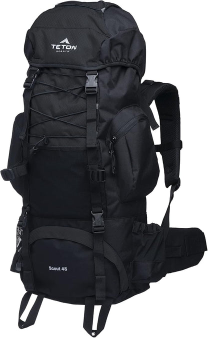 TETON 45L Scout Internal Frame Backpack for Hiking, Camping, Backpacking, Rain Cover Included