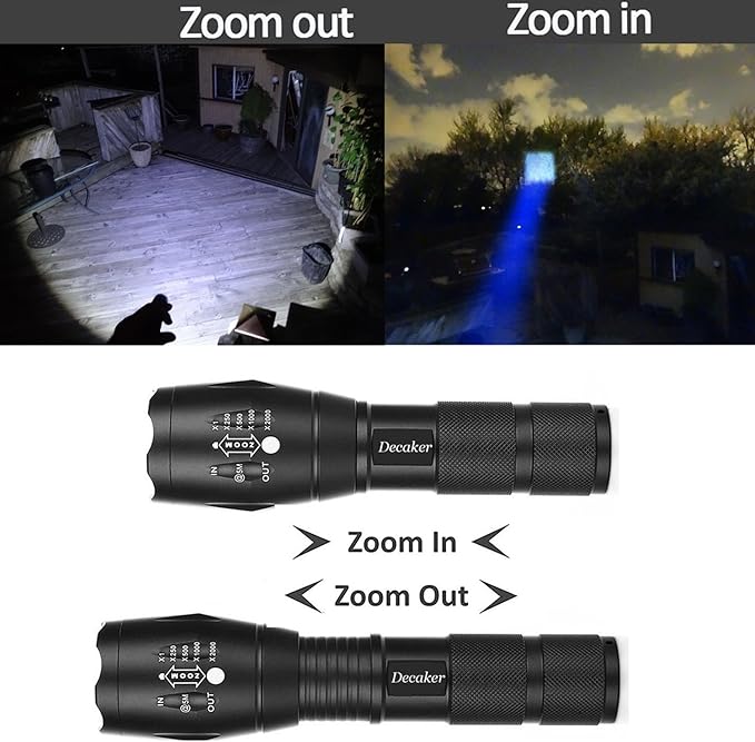 Tactical Flashlight Military Grade 5 Mode 3000 Lumens Tactical Led Waterproof Flashlights, 4-Pack