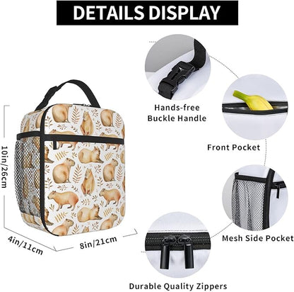 Capybara Lunch Box Reusable Insulated Lunch Bag Thermal Cooler Tote For Boys Girls Teen School Men Women Picnic Travel Hiking