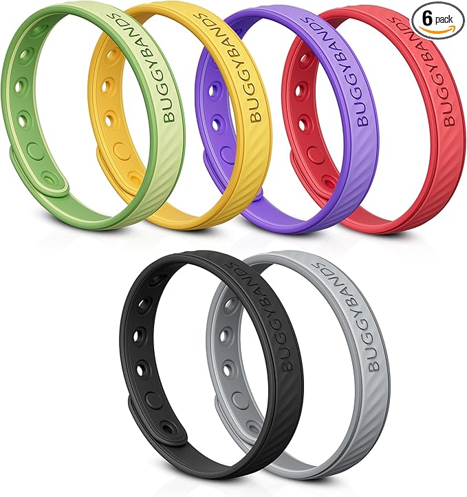 Mosquito Repellent Bracelets, 6 Pack Silicone Mosquito Repellent Bands with DEET Free, Natural & Waterproof Bug Wristbands for Kids and Adults, Outdoor Traveling Protection