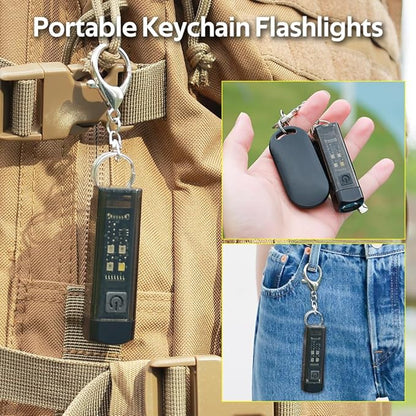 S03 Keychain Flashlight USB C Rechargeable, Mini Flashlight with Side Light, Small Pocket Keychain Light Magnetic Tail, Waterproof EDC Flashlight for Camping Dog Walking Emergency