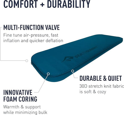Sea to Summit Comfort Deluxe Self-Inflating Foam Double Sleeping Pad, Byron Blue