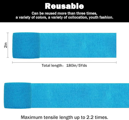 First Aid Bandages Cohesive Wrap Adhesive Self Adherent Tape - Colorful Bandages (Little Blue, 2-inch)