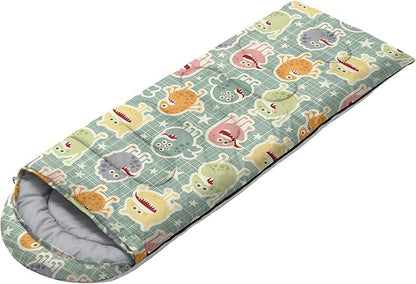 Kids Sleeping Bag for Boys and Girls,Monster Alien Print-Lightweight Warm Portable Outdoor Indoor-Waterproof Cold Weather Resistant Sleeping Bag for Camping Hiking