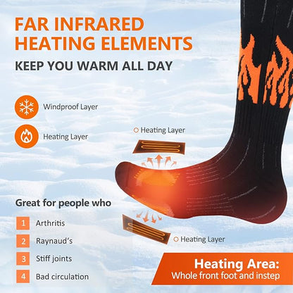 Heated Socks, Rechargeable Heated Socks for Men Women, Battery Powered Foot Warmer with APP Control for Winter Hunting Skiing Camping Hiking