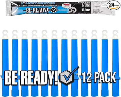 Be Ready 12 Pack Blue Chemical Light Industrial Glow Sticks - Blue
