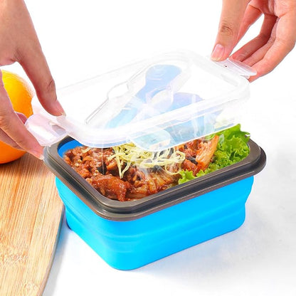 Collapsible Bowls for Camping Cups and Bowls Set with Luch Bag Outdoor Camping Mess Kit 4 in 1 Reusable Silicone Bowl and Cup with Lid and Spork