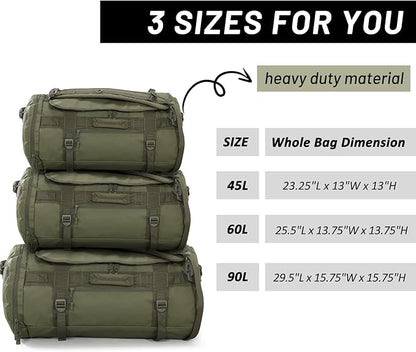 MIER Large Duffel Backpack Sports Gym Bag with Shoe Compartment, Heavy Duty and Water Resistant, Dark Green, 45L