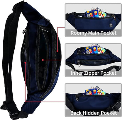 Fanny Pack for Men Women, Waterproof Sports Waist Bag Pack, Belt Bag for Travel Hiking Running
