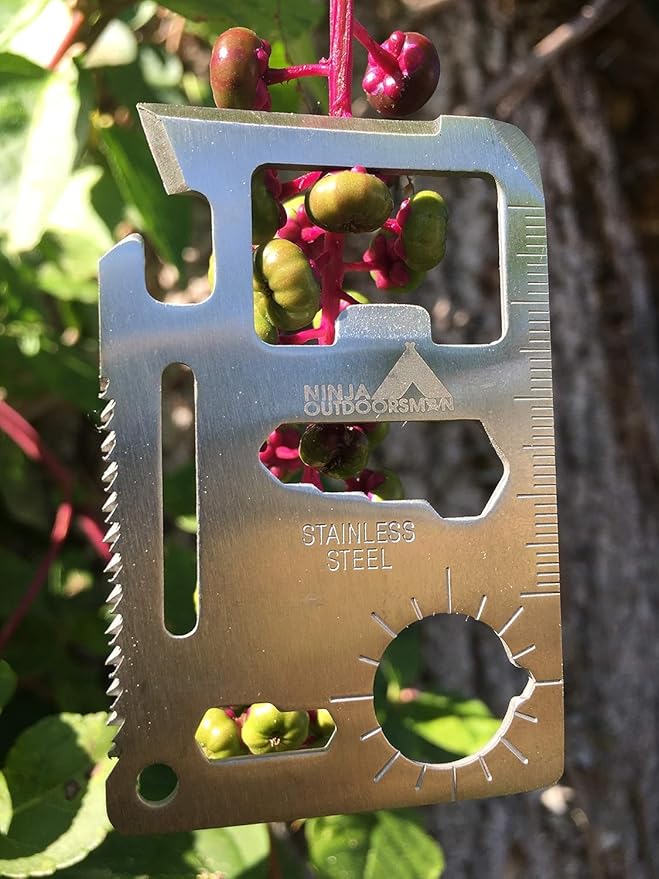 Gixaxak Outdoorsman 11 in 1 Stainless Steel Credit Card Pocket Sized Survival Multi-Functional Gadget Tool for Camping Hiking or Emergency Survival Multitool Card Camping Tool EDC Kit in Your Wallet