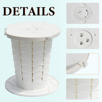 ALEVMOOM Portable Toilet for Adults Outdoor Camping Adjustable Folding Toilet with 6 Garbage Bags,2.8 Pounds Lightweight Portable Potty for Travel/Boat/Road Trips/Beach White