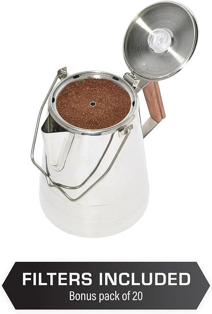 COLETTI Butte Percolator Coffee Pot — Large Coffee Pot, NO Aluminum or Plastic [14 Cup]