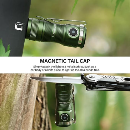 sofirn SC13 Small Rechargeable Flashlight, Pocket EDC Flashlight Bright 1300 Lumens with Magnetic Tail Cap, Mini Pocket Lights for Everyday Carry Emergenices Outdoor Camping Hiking