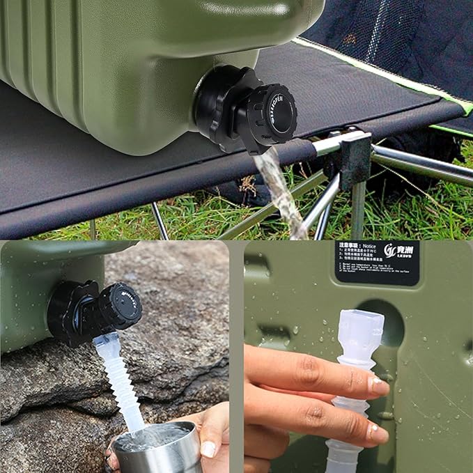 5 Gallon Water Jug,Thickened Water Storage Overlanding Gear Containers, Camping Essential Leak-Proof Green Portable Water Tank,BPA Free Outdoors Hiking