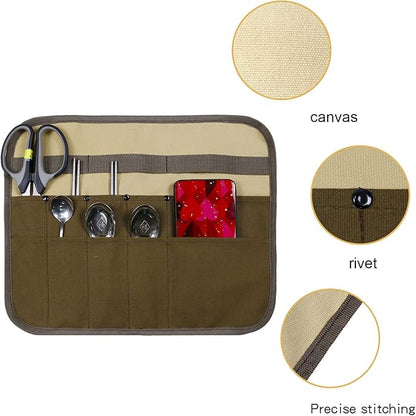 Camping Tableware Storage Bag,Kitchen Cooking Utensil Travel Flatware Organizer