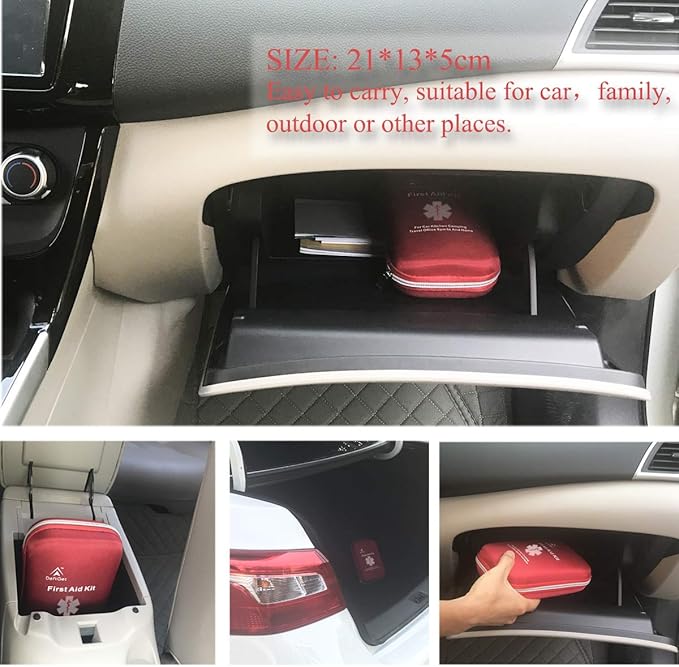 deftget 163 Pieces First Aid Kit Waterproof IFAK Molle System Portable Essential Injuries Medical Emergency Equipment Survival Kits for Car Kitchen Camping Travel Office Sports Home Ligth Red