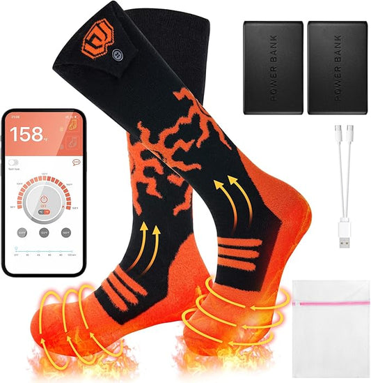 Heated Socks for Men Women with APP Control Rechargeable Electric Heating Socks Washable Foot Warmer for Winter Hunting Skiing Fishing Climbing Hiking 5000mAh Battery