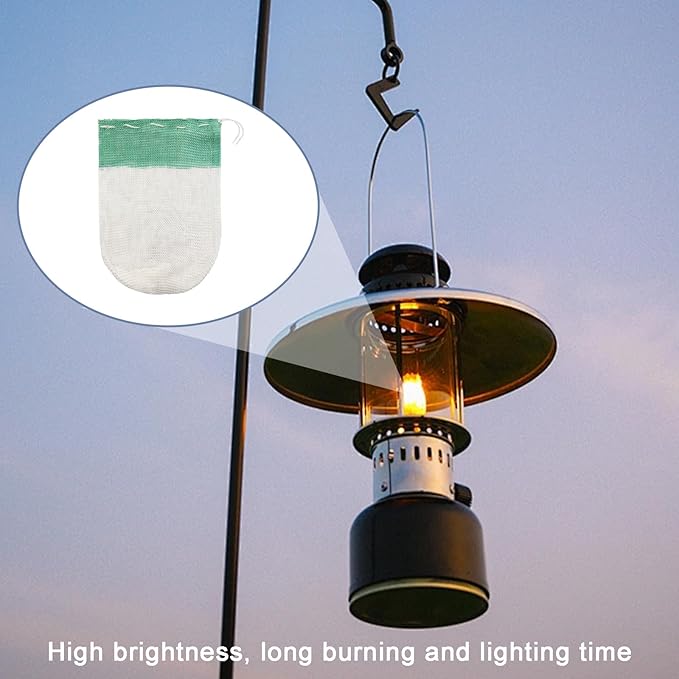 Heliltd 10 Pcs U Shape Lantern Mantles with Lantern Globes Replacement Glass Standard Cylindrical Lamp Shade Gas Lamp Mantles Outdoor for Outdoor Camping Light Kerosene Lamp Propane Lamp