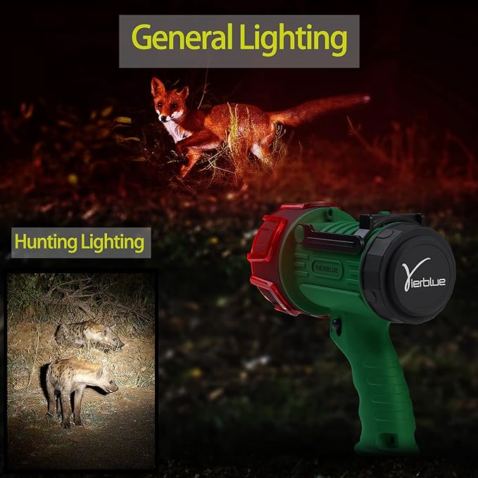 YIERBLUE Rechargeable Spotlight Flashlight, 200000 High Lumen LED Spotlight with 20Hrs Ultra-Long Running&10000mAh Power Bank,IP67Waterproof Spot Lights(Large)