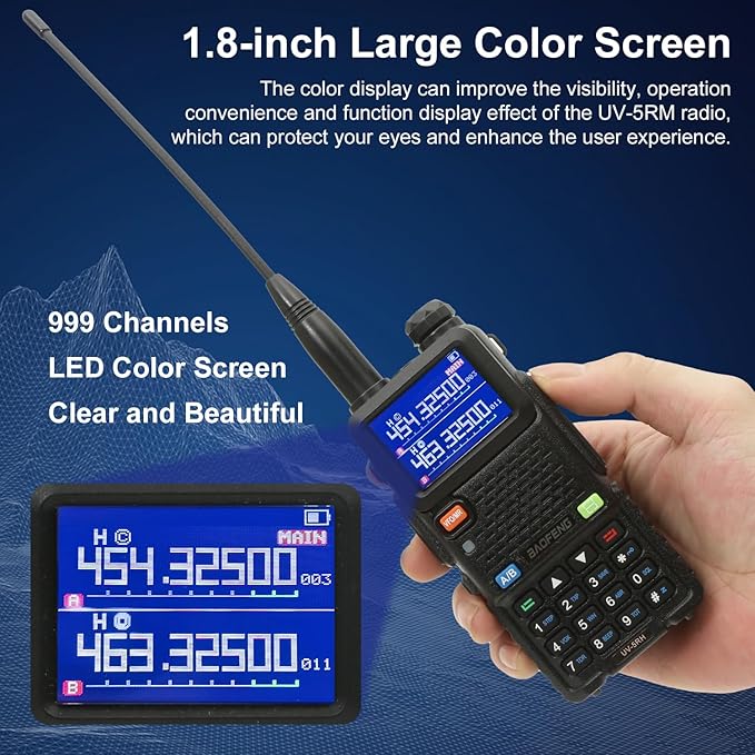 BAOFENG UV-5RM 10W Radio, Ham Radio Long Range with Tctical Antenna Handheld Multi-Band Two Way Walkie Talkie, Portable UV5RM GMRS Radio with Air Duct Earpiece & 2500mAh Type-C Port Battery
