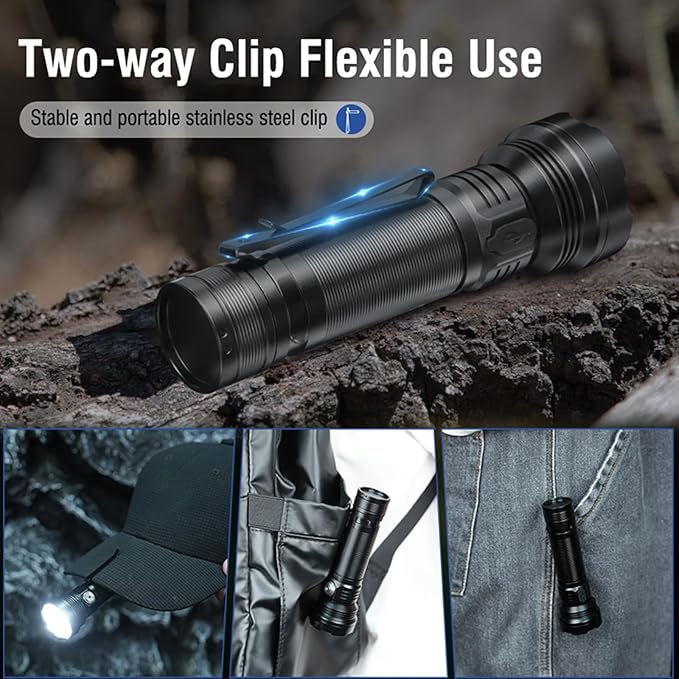 ULTRAFIRE ET28S 5 Color Tactical Multicolor Mini Flashlight Rechargeable White Blue Green Red UV 365nm 5 Light RGB LED Torch for Night Hunting Light, Fishing, Camping Hiking